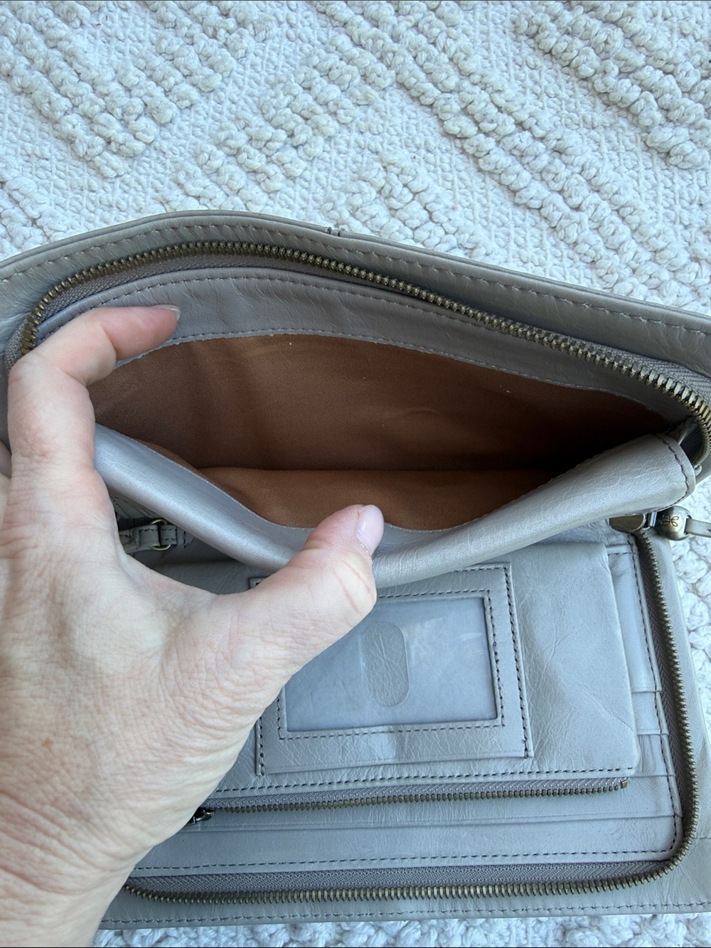Hobo Leather Wristlet Wallet - Gray - Picture 9 of 10